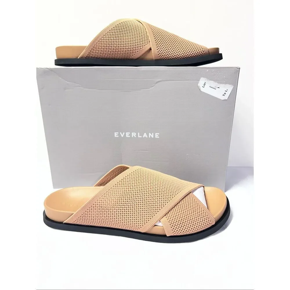 Everlane THE REKNIT FORM CROSSOVER SANDAL in Caramel Beige Neutral Size 9 NWB